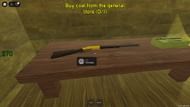 Get the Rifle from the Gunsmith shop (Image via Roblox)